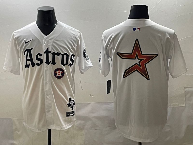 Men 2025 Houston Astros Blank White Five generations Joint Name Nike MLB Jersey style 21